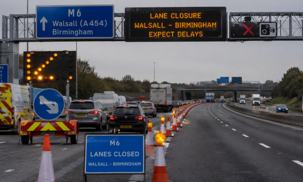 m6 walsall birmingham lanes closure Triggers Travel Chaos