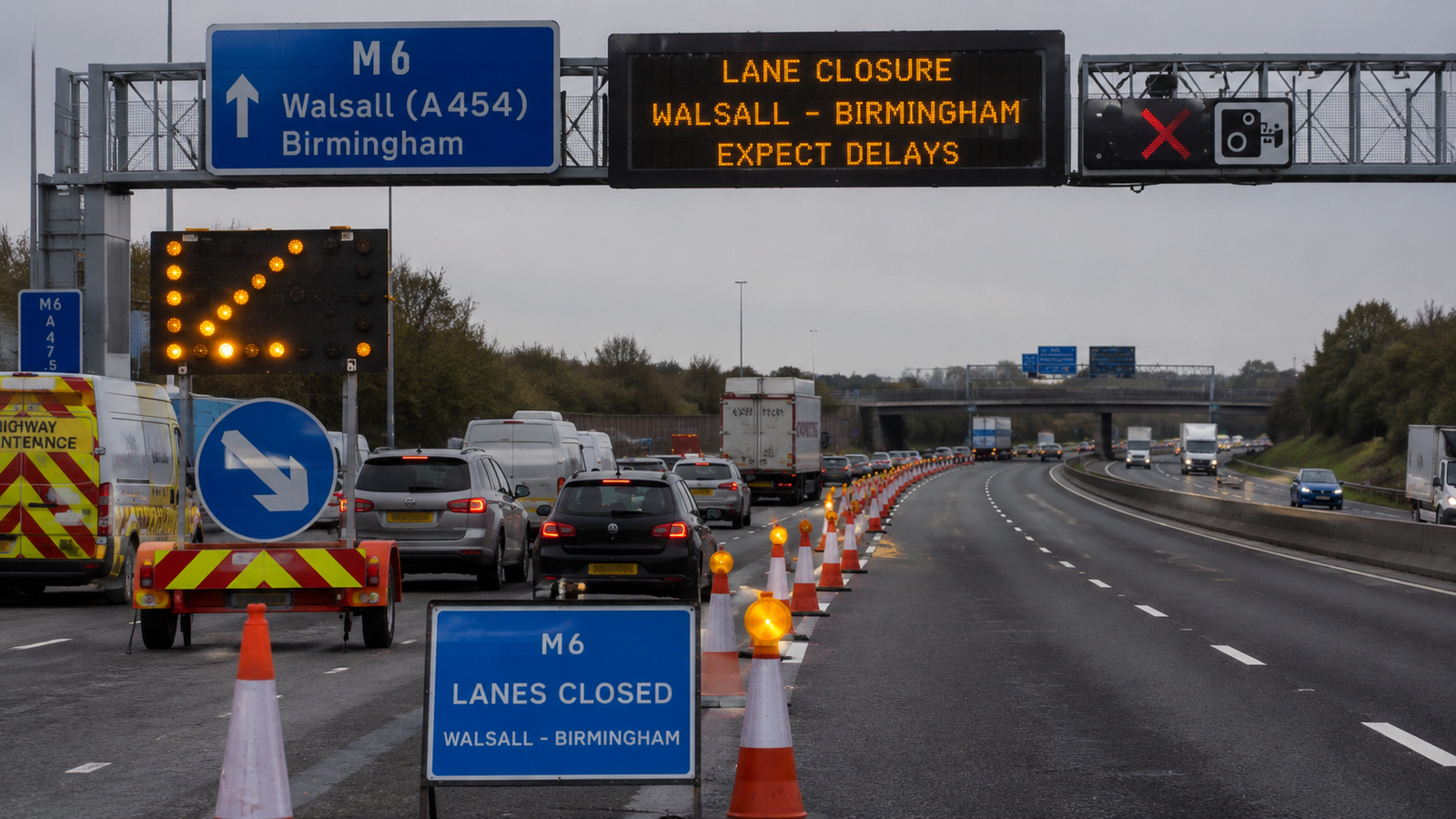 m6 walsall birmingham lanes closure Triggers Travel Chaos